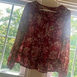 Loft worktop berry colored with Paisley, floral design size extra small